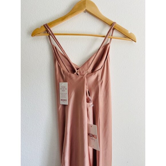 NWT Show Me Your Mumu Verona Cowl Neck Midi Dress | Champagne Satin | Size S - Picture 4 of 7